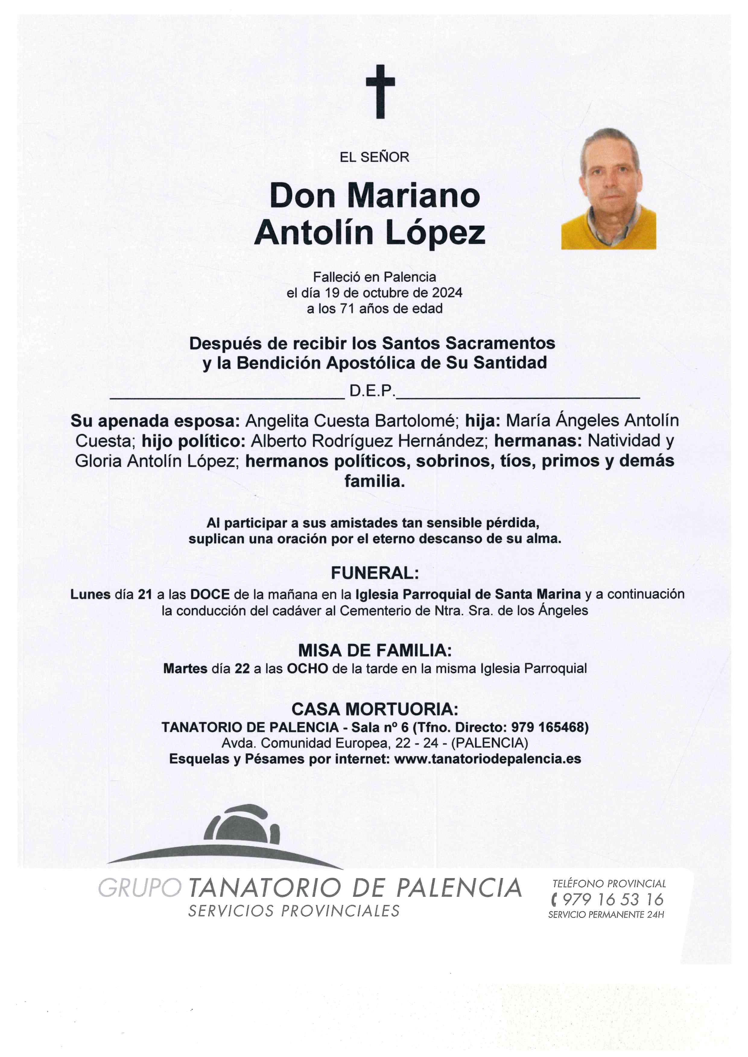 EL SEÑOR DON MARIANO ANTOLÍN LÓPEZ